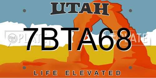 7BTA68 Utah License Plate