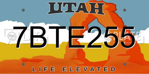 7BTE255 Utah License Plate