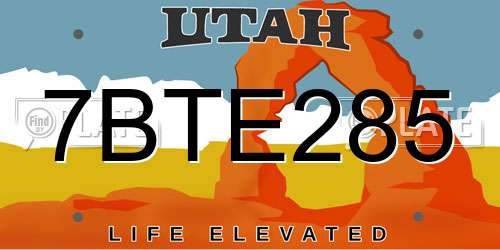 7BTE285 Utah License Plate