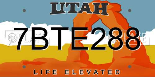 7BTE288 Utah License Plate