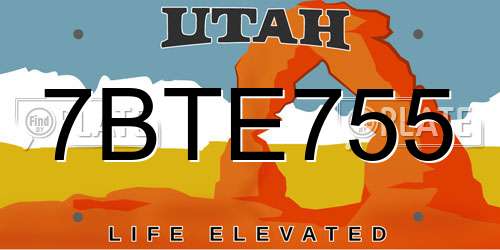 7BTE755 Utah License Plate