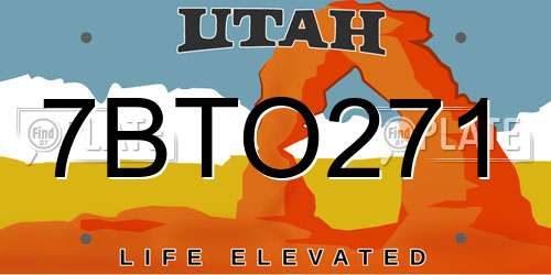 7BTO271 Utah License Plate