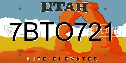 7BTO721 Utah License Plate