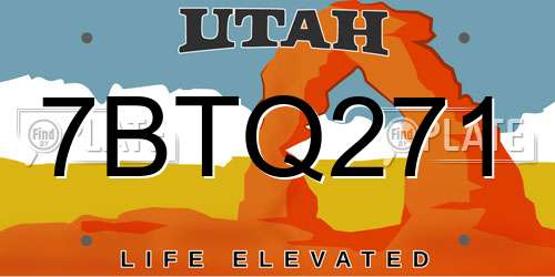 7BTQ271 Utah License Plate