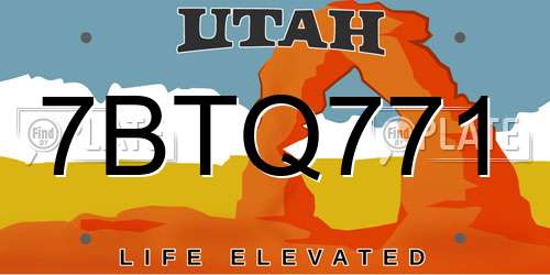 7BTQ771 Utah License Plate