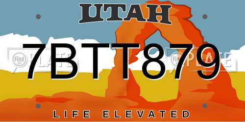 7BTT879 Utah License Plate
