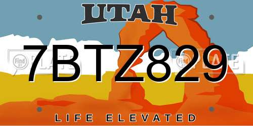 7BTZ829 Utah License Plate
