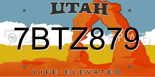7BTZ879 Utah License Plate