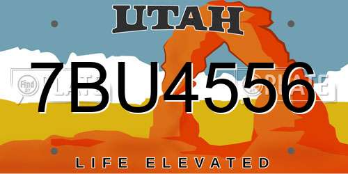 7BU4556 Utah License Plate