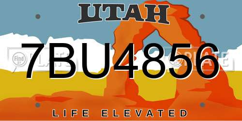 7BU4856 Utah License Plate