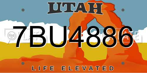 7BU4886 Utah License Plate
