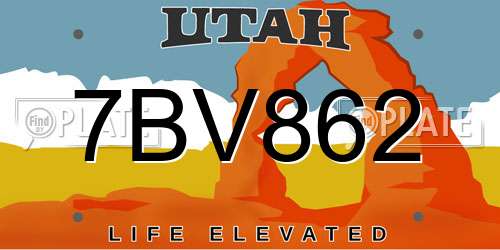7BV862 Utah License Plate
