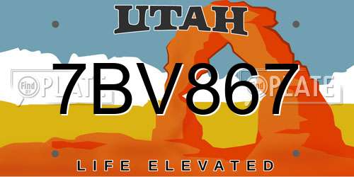 7BV867 Utah License Plate