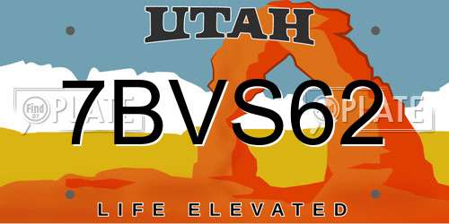 7BVS62 Utah License Plate