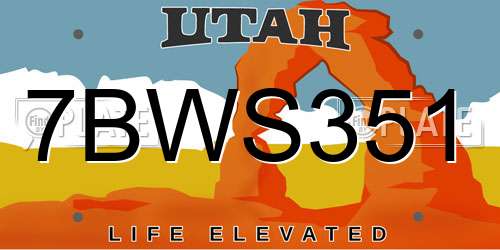 7BWS351 Utah License Plate