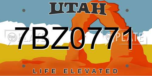 7BZ0771 Utah License Plate