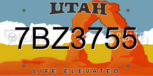 7BZ3755 Utah License Plate