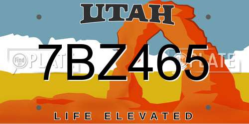 7BZ465 Utah License Plate