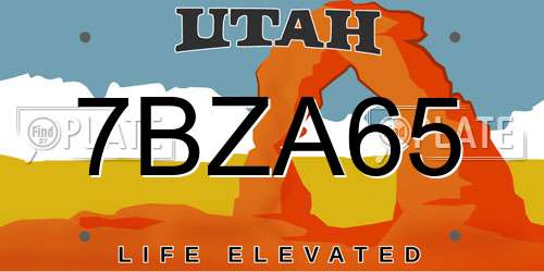 7BZA65 Utah License Plate