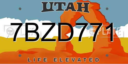 7BZD771 Utah License Plate