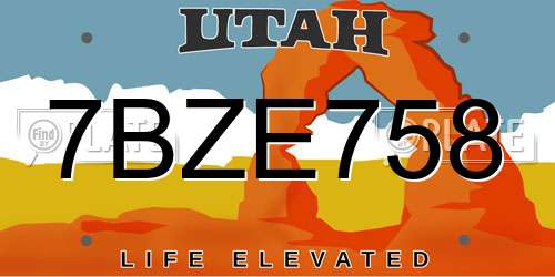 7BZE758 Utah License Plate