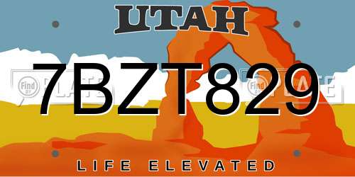 7BZT829 Utah License Plate
