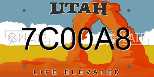 7C00A8 Utah License Plate
