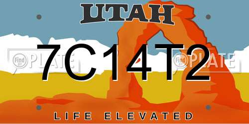 7C14T2 Utah License Plate