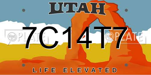 7C14T7 Utah License Plate