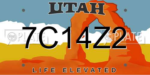 7C14Z2 Utah License Plate