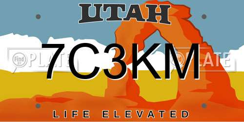 7C3KM Utah License Plate