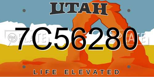 7C56280 Utah License Plate