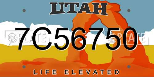 7C56750 Utah License Plate
