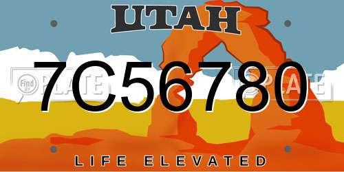 7C56780 Utah License Plate