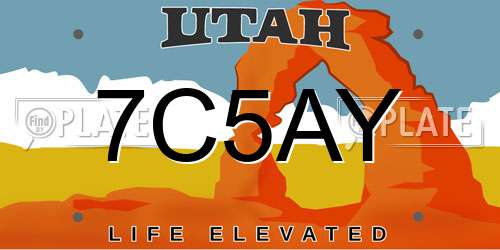 7C5AY Utah License Plate