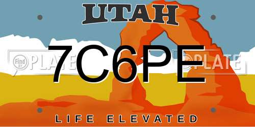 7C6PE Utah License Plate
