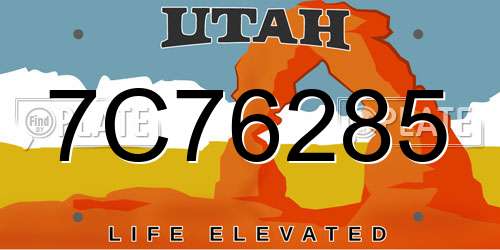 7C76285 Utah License Plate