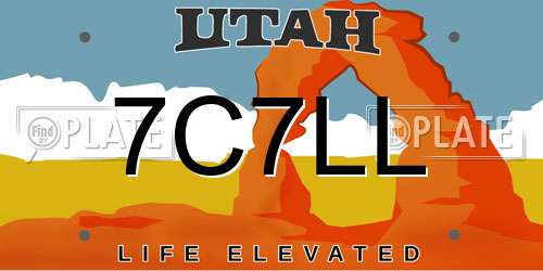 7C7LL Utah License Plate