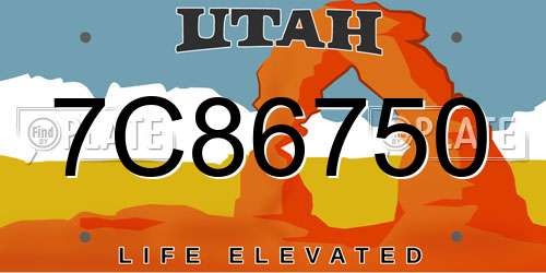 7C86750 Utah License Plate