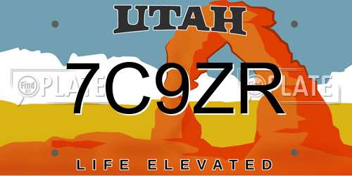 7C9ZR Utah License Plate
