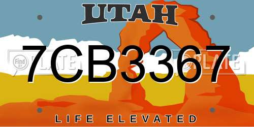 7CB3367 Utah License Plate