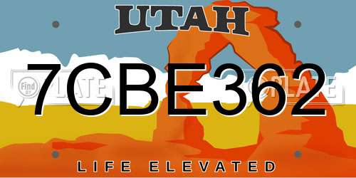 7CBE362 Utah License Plate