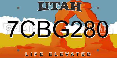 7CBG280 Utah License Plate