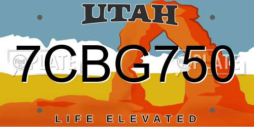 7CBG750 Utah License Plate