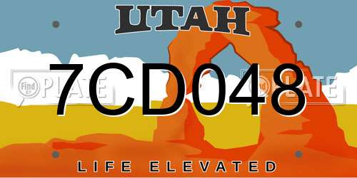 7CD048 Utah License Plate