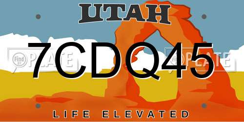 7CDQ45 Utah License Plate