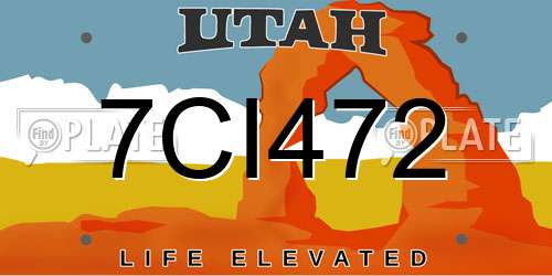 7CI472 Utah License Plate