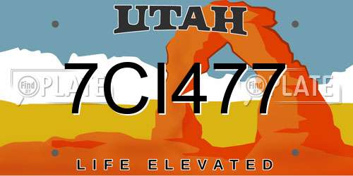 7CI477 Utah License Plate
