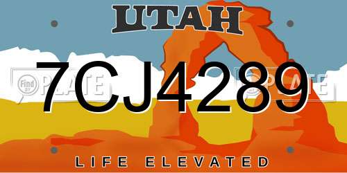 7CJ4289 Utah License Plate