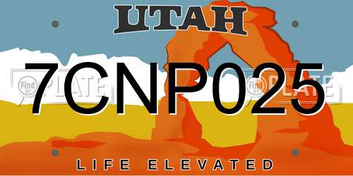 7CNP025 Utah License Plate